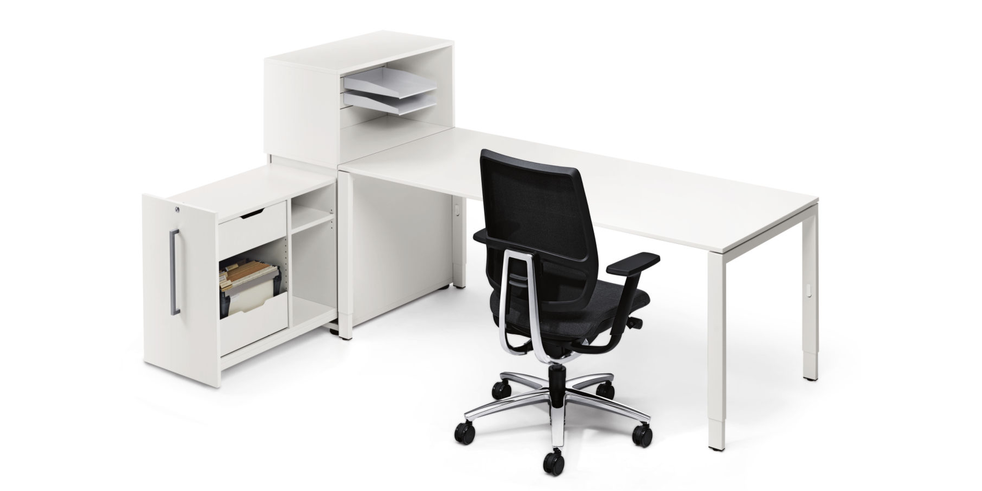 Espace de rangement le long du poste de travail individuel